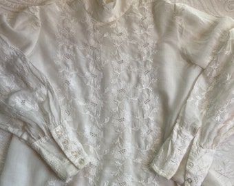 victorian style blouse . white lace blouse . Alice Stuart blouse
