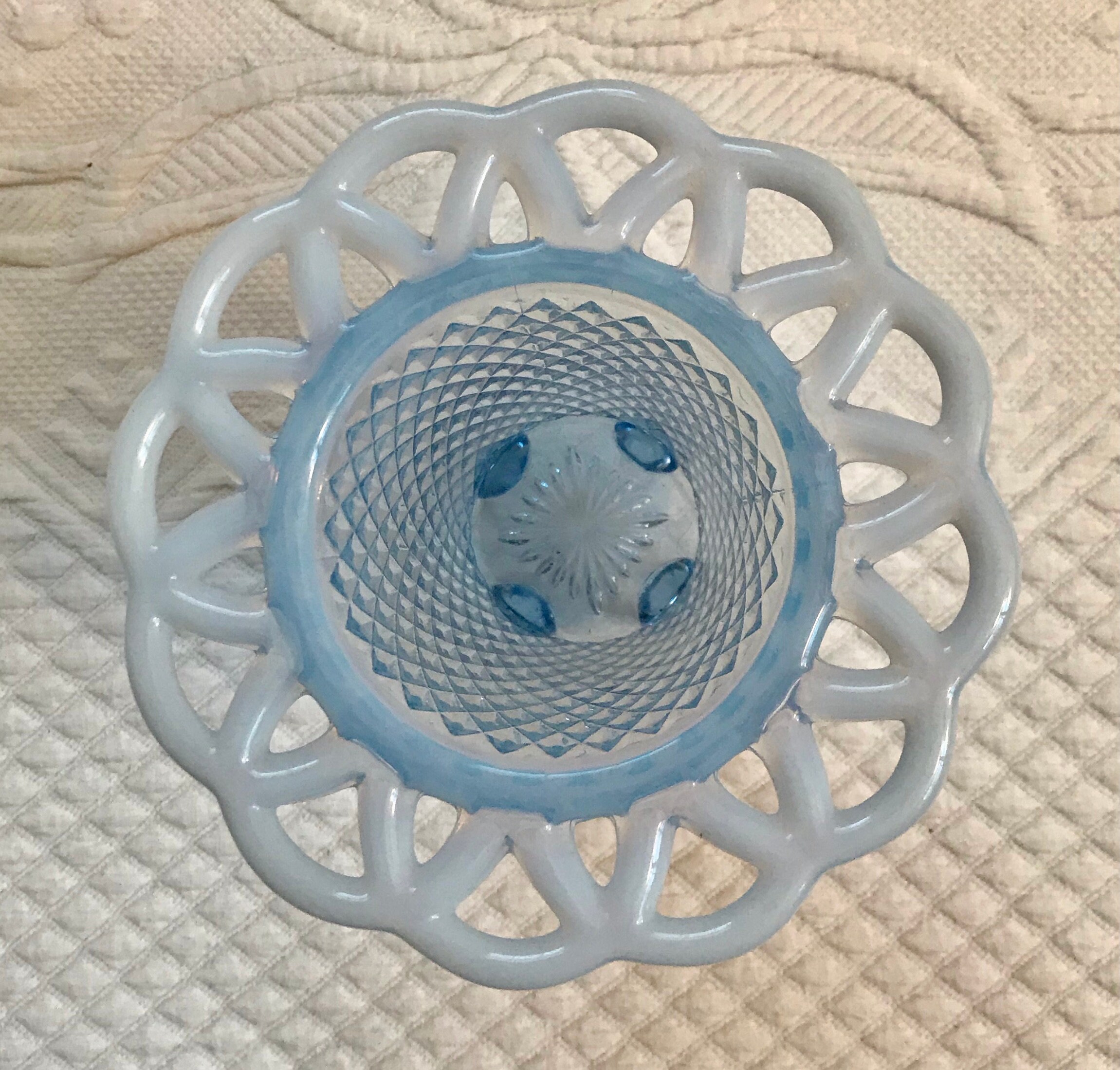 Blue Depression Glass Vase . Imperial Glass . Katy Vase . Katy Etsy