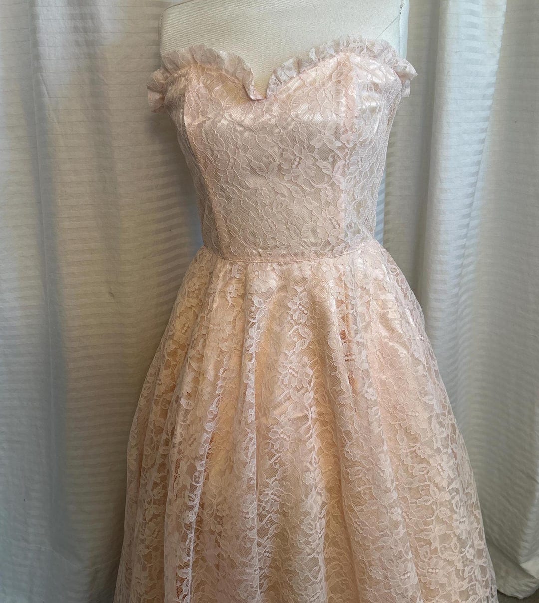 Gunne Sax for Jessica Mcclintock . Pink Lace Prom Dress With Petticoat ...