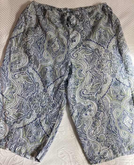 FLAX .  Flax pants . paisley linen pants . wide l… - image 1