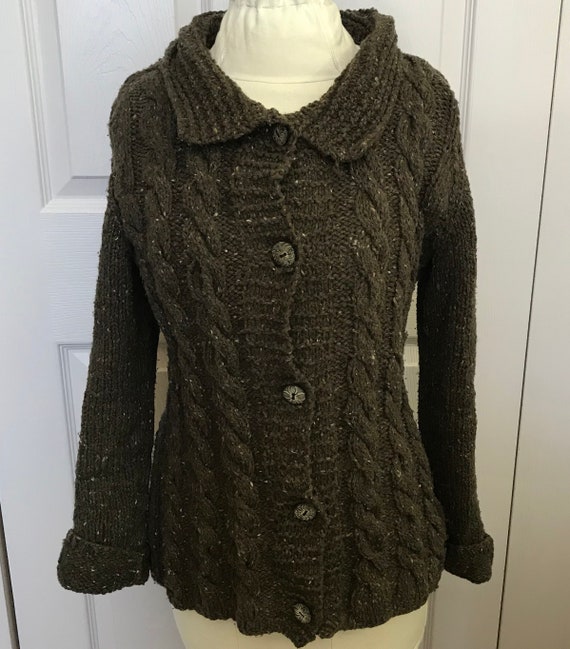 Irish Fisherman Cardigan . cable knit cardigan . h