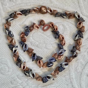 40s dyed Hawaiian shell necklace . 40s shell Lei . Hawaiian dyed elephant shell necklace and bracelet
