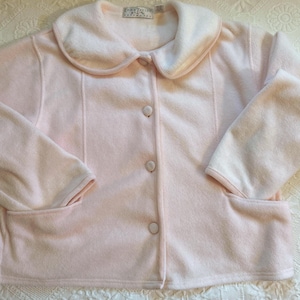 bed jacket . pink fleece bed jacket . Erika Taylor intimates . made in Malaysia