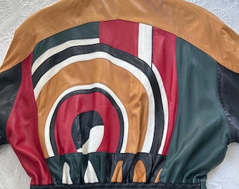 Vintage Tonio Collezione Leather Jacket: Multi-Color Italian Design