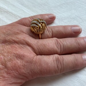 gold plated statement ring . 70s ring gold plated