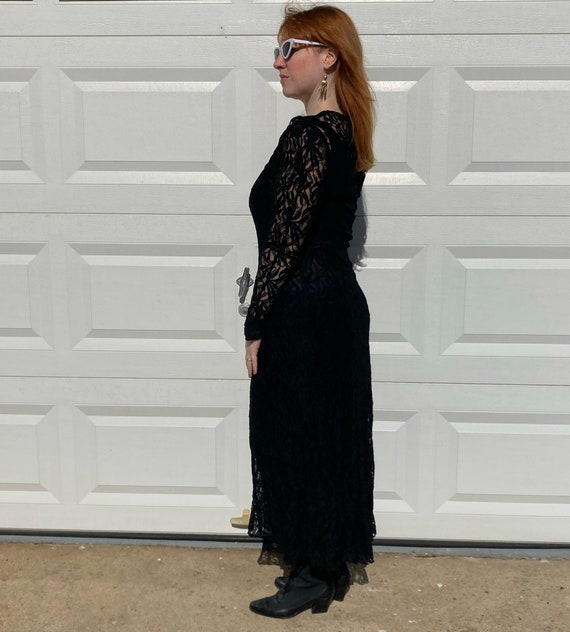 sexy black lace dress . 50s black lace dress .  L… - image 4