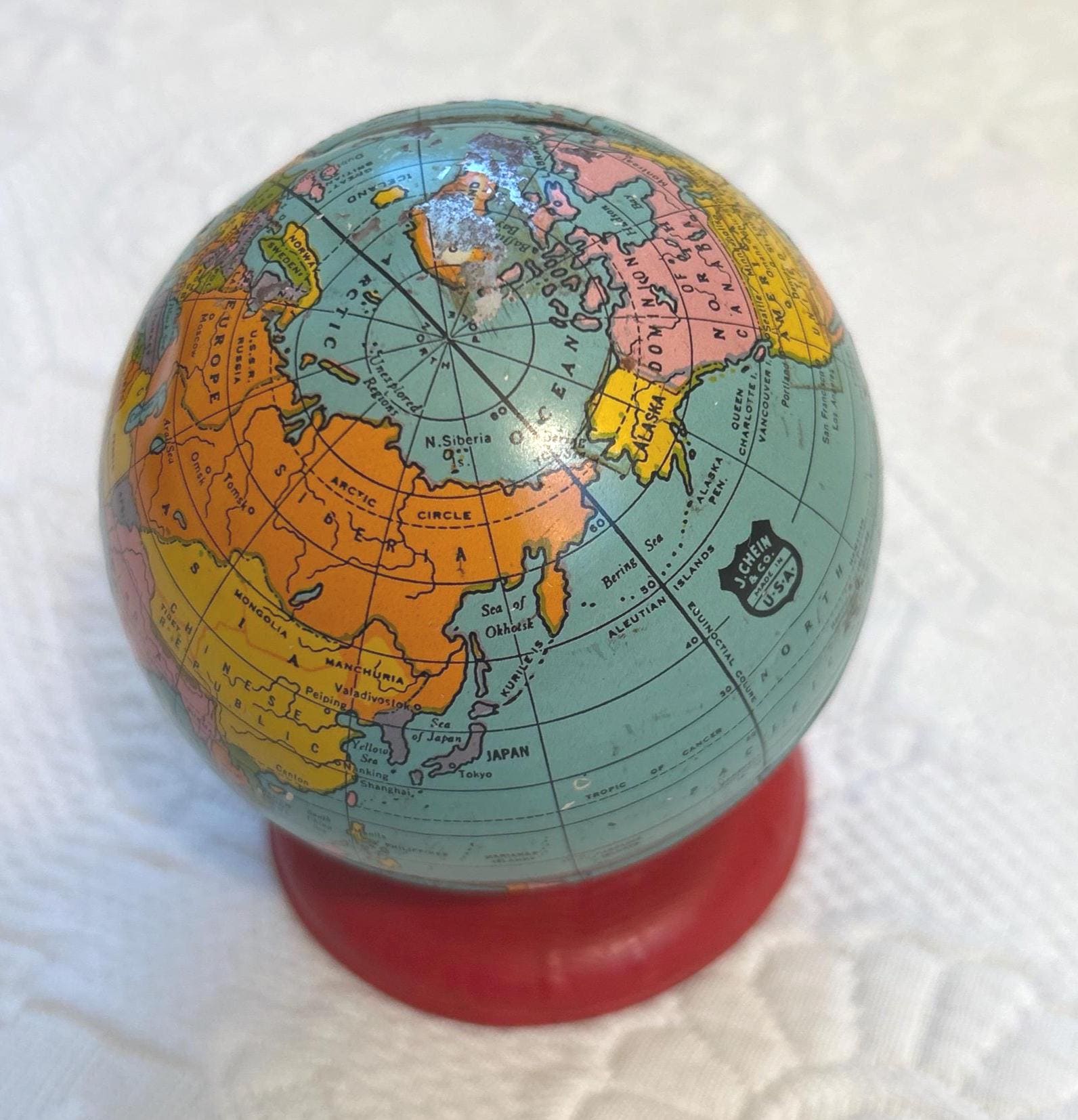 ビンテージのチェインブリキ製地球儀型貯金箱 - Etsy 日本