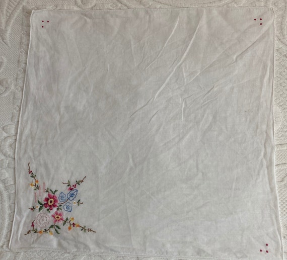 petit point hankie . floral embroidered hankie . … - image 4