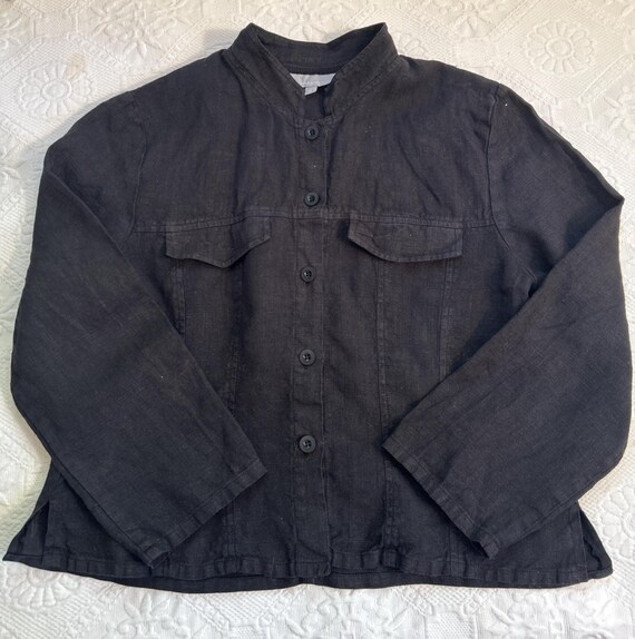 vintage black linen blouse / jacket . Christy Allen