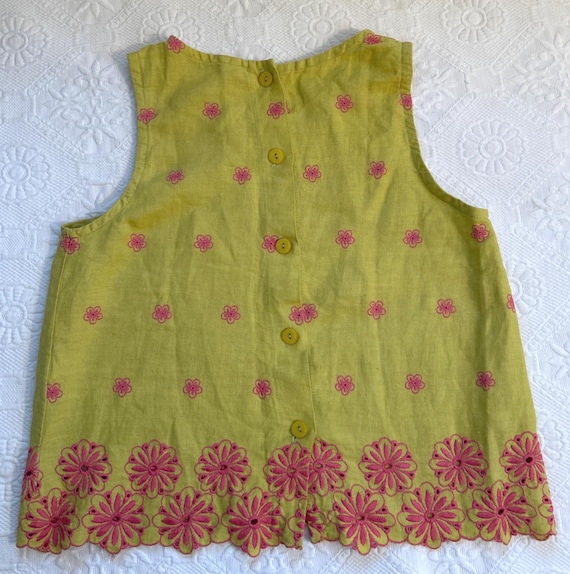 vintage Christy Allen oversized embroidered linen top NOS