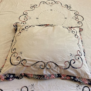 Shabby Chic Twin Duvet Cover with Floral Ruffles & Pillowcase