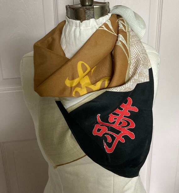 japanese silk scarf . 40s silk scarf . bamboo sca… - image 2
