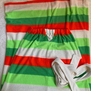 70s striped terry cloth beach cover . retro beach cover . terry cloth dress . beach cover up . lounge dress
