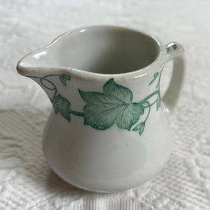 Vintage Wellsville China Ironstone Creamer: Green Ivy Design