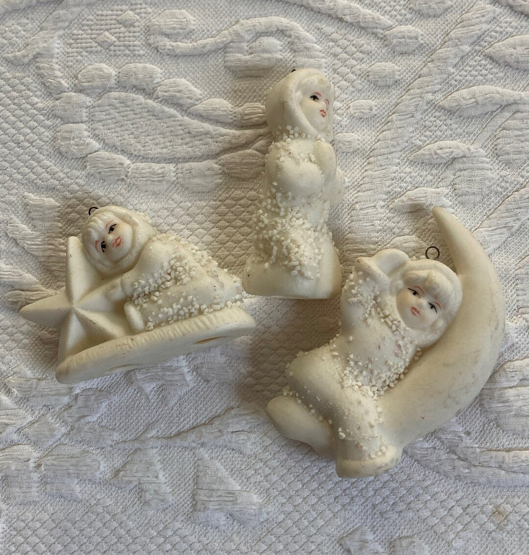 Snow Baby Figurines. Lot of 3 . Snowbabies . Snow Baby . Bisque Snow