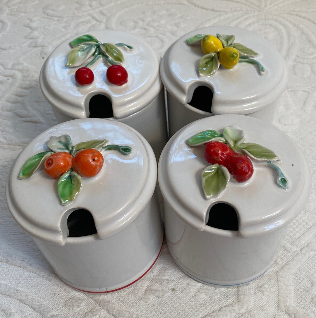 Set of 4 Jelly Jars. Marmalade Jar . Preservatives Jar . ITALIC ARS . 4