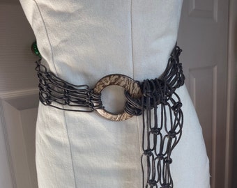 macrame Belt . leather macrame . leather belt