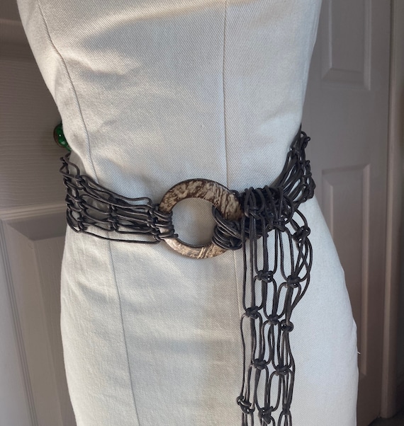 macrame Belt . leather macrame . leather belt - image 1