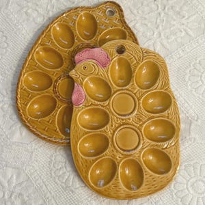 Vintage Majolica Deviled Egg Plates: set of 2