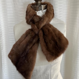Vintage Brown Mink Fur Scarf - 1950s Style