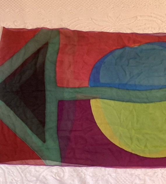 colorblock silk scarf . silk shawl . large silk sc