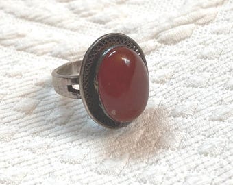 Vintage ovale carneool sterlingzilveren ring - maat 5,5"