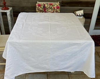 vintage oblong Linen Tablecloth