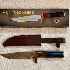Vintage Bowie Hunting Knife: Surgical Steel Blade, Leather Sheath