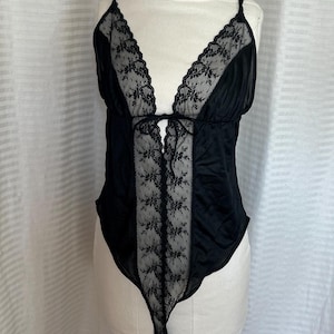 Vintage Black Lace Teddy Lingerie: 80s Made in California
