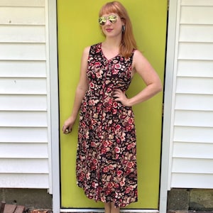 vintageApril Cornell . corduroy jumper . floral jumper . floral corduroy dress