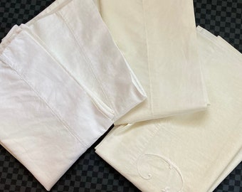 white  pillowcases . lot of 4 . white pillowcases . white mismatched pillowcases