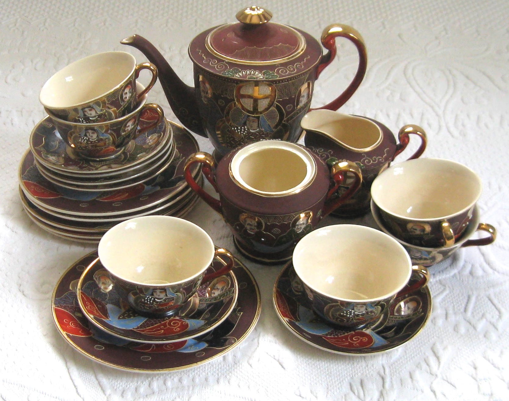 Chinese tea set . Betson's china . hand painted tea set . Etsy