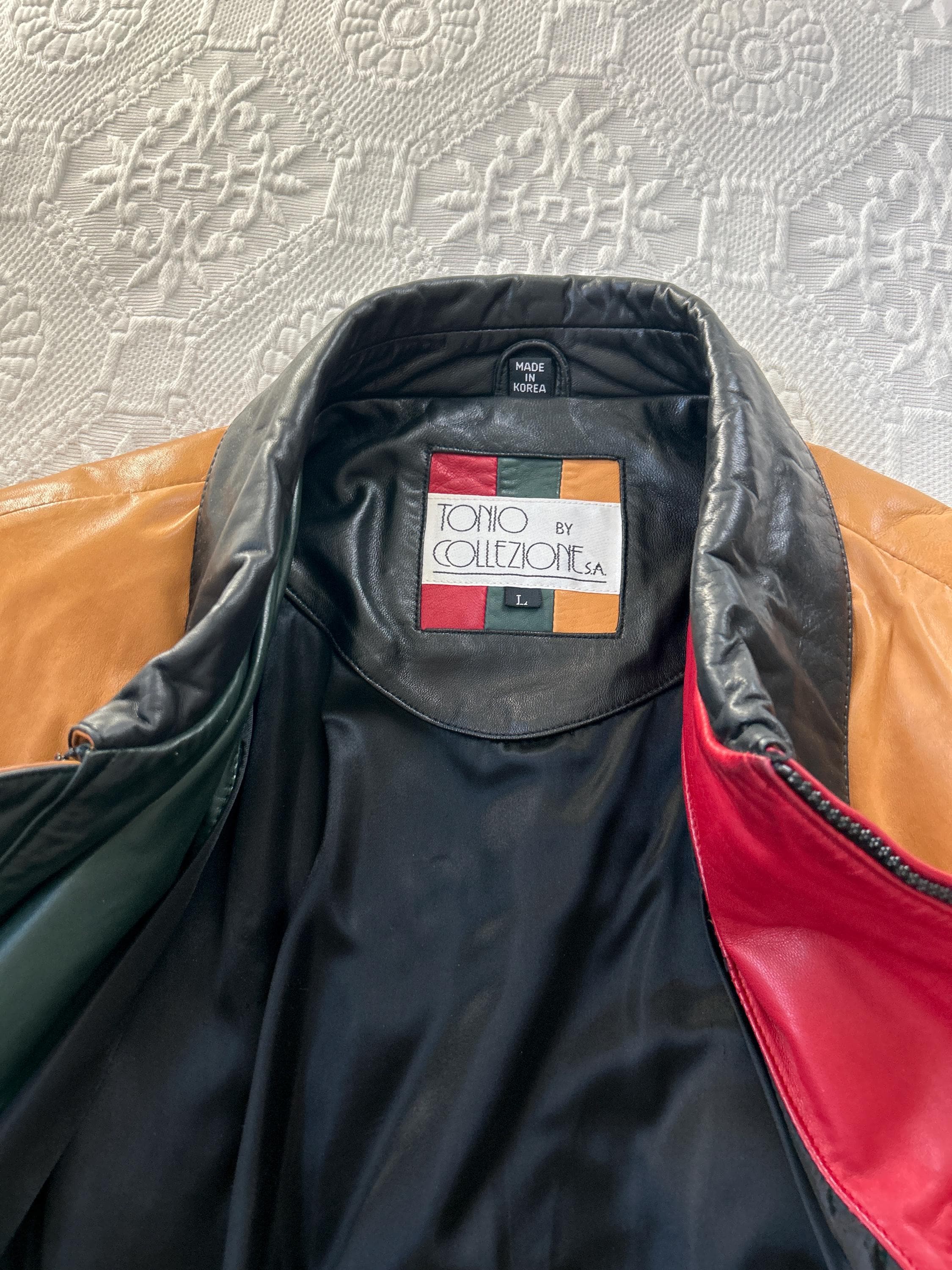 ジャケット・アウター 70s 80s EURO tirolean design leather JKT Vintage Tonio Collezione Leather Jacket: Multi-color Italian