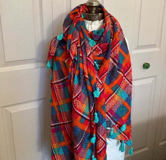 plaid shawl . plaid scarf . Vera Bradley shawl . … - image 2