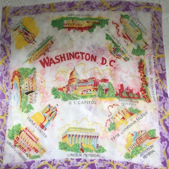 souvenir silk scarf . DC souvenir scarf . silk s
