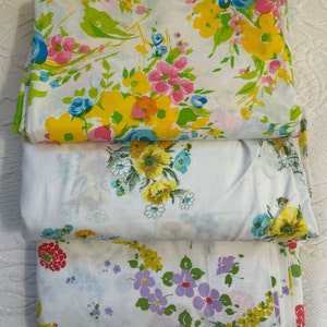 Set jaren 70 gebloemde dubbele lakens: Vintage Springmaid, Grants, Dan River