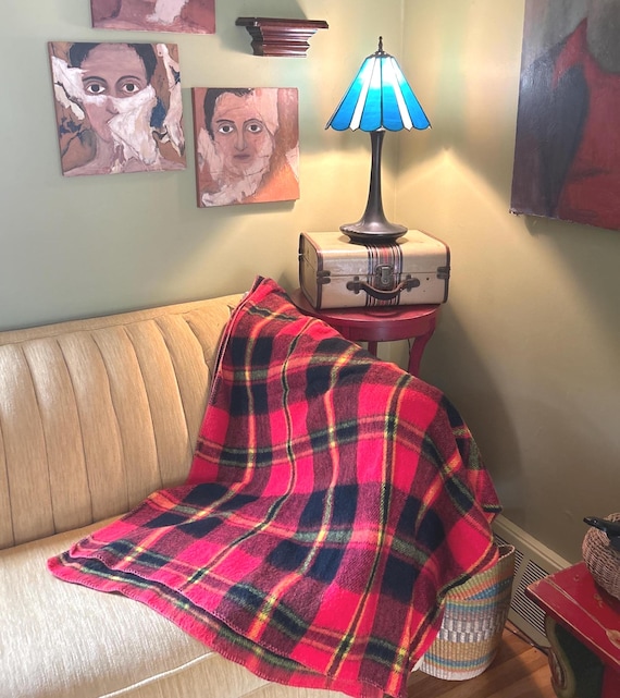 Vintage Tartan Plaid Decke: Weiche rote Decke (182 x 112 cm