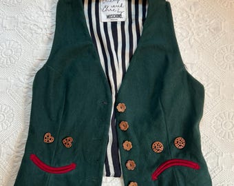 Moschino Frown and Smile Face Green Vest . Moschino Vest