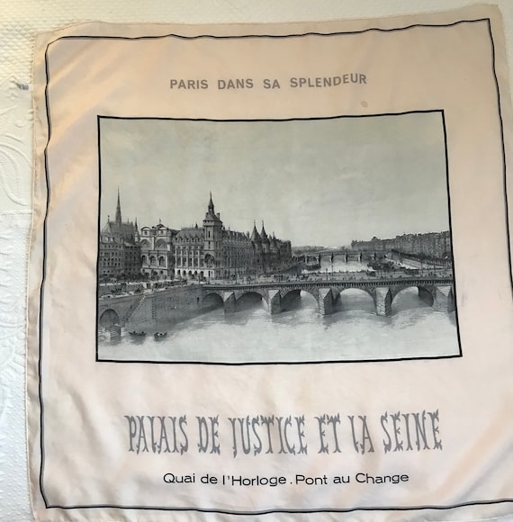 Paris souvenir scarf . souvenir scarf . silk souve