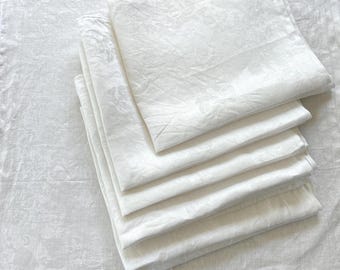 Vintage große Damast Leinen Servietten: Set mit 6