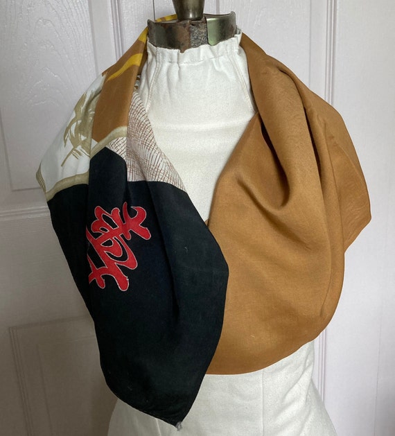 japanese silk scarf . 40s silk scarf . bamboo sca… - image 7