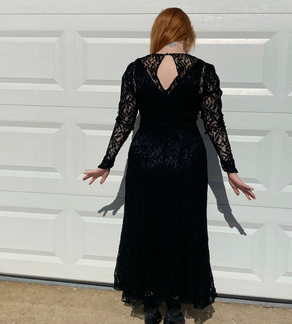 sexy black lace dress . 50s black lace dress .  L… - image 3