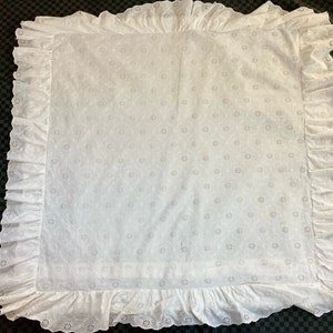 Vintage German Cotton Eyelet Sham with Ruffle - Cottage Chic