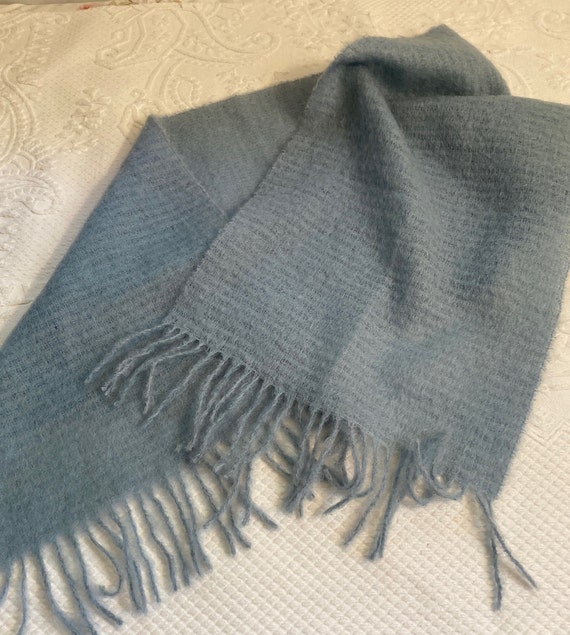 mohair scarf . powder blue Mohair scarf . shawl .… - image 3