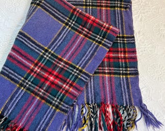 Vintage Wolle Tartan Baby Decke: 1930er Jahre Fransen kariert, Made in England