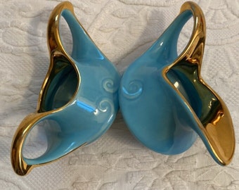 Juego de azucarero y lechera de estilo moderno de mediados de siglo: Pearl China Co. Oro de 22 quilates