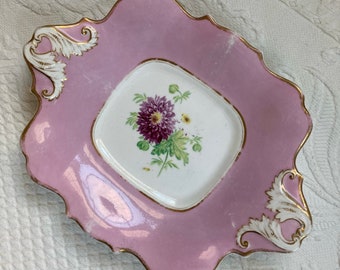 antique french plate . french ironstone plate . pink plate . cookie plate . shabby chic
