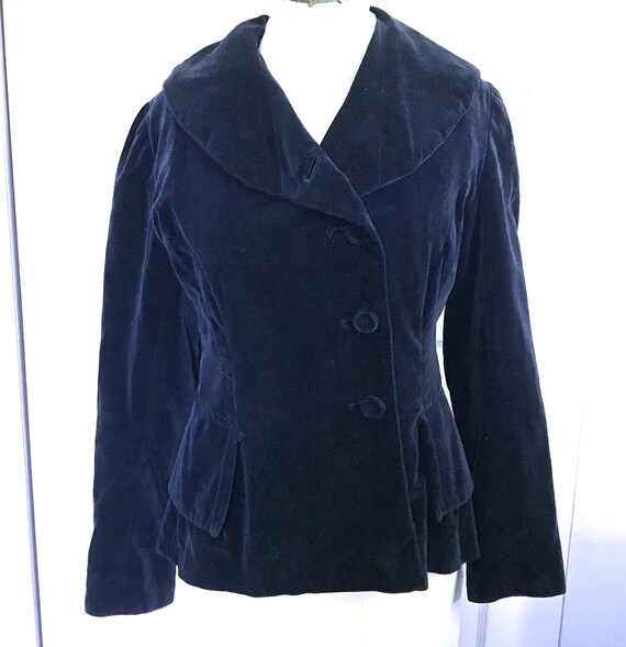 Peplum Jacket . 40s Jacket . blue velvet peplum ja