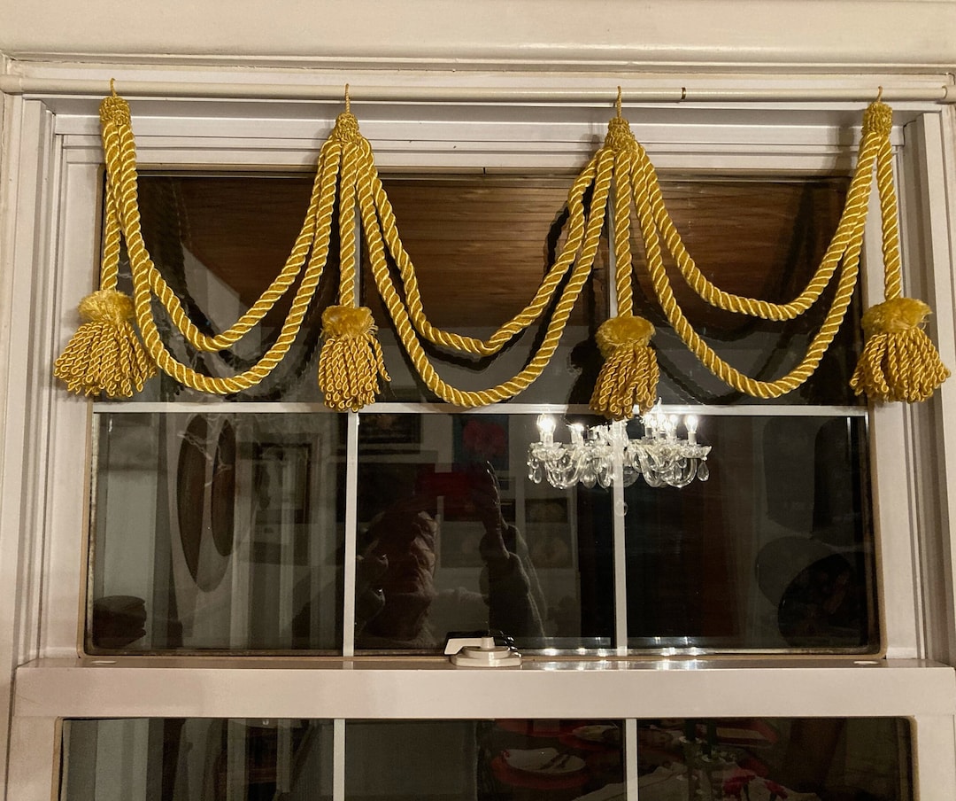 Vintage Yellow Tassel Swag: Hollywood Glamour Window Treatment - Etsy
