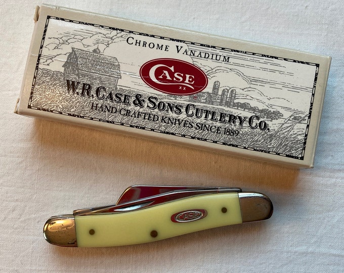 Case Stockman Knife . Yellow Stockman Pocket Knife . Case Pocket Knife . Chrome Vanadium Knife
